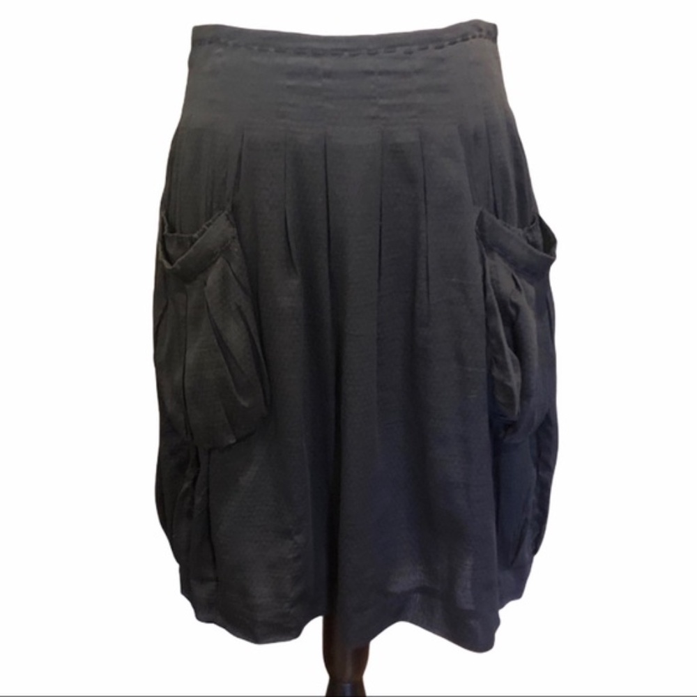 SARI GUERON BLACK COTTON & SILK BALLOON SKIRT